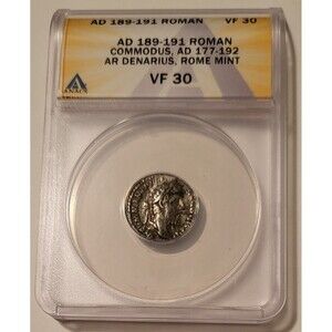Roman Empire Commodus AD 177-192 AR Denarius Rome Mint VF30 ANACS